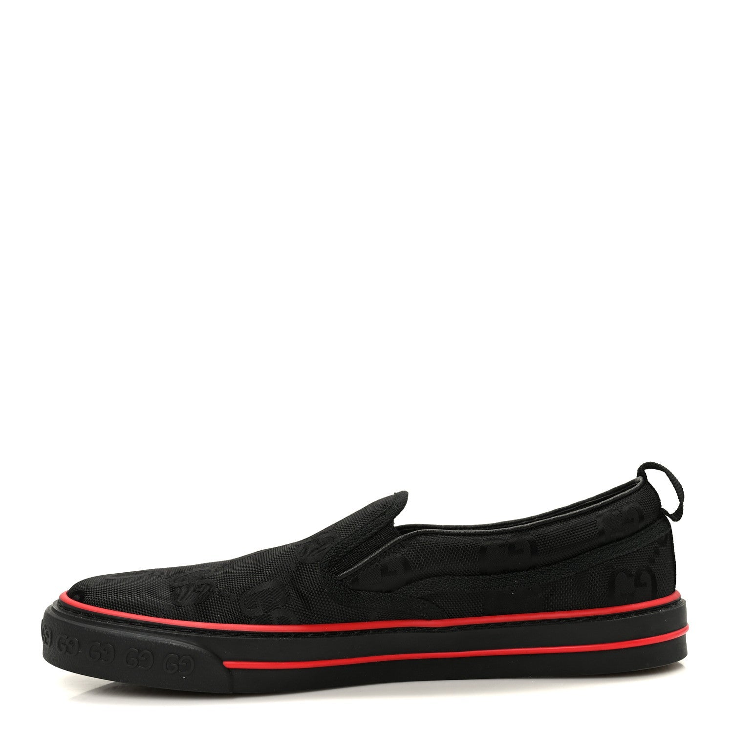 Gucci GG Nylon Mens 1977 Tennis Slip On Sneakers 8.5 Black