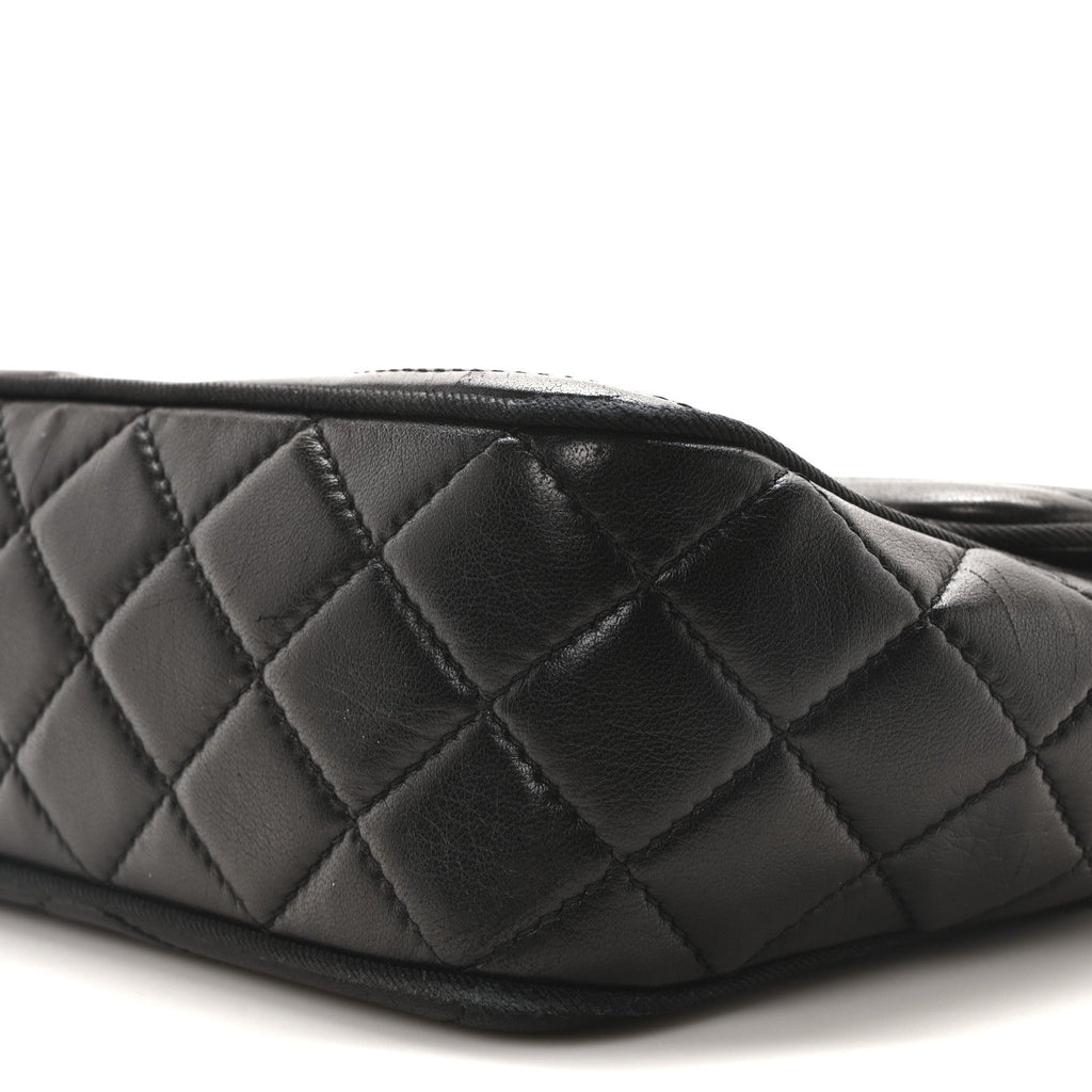 Chanel Lambskin Scallop Quilted Medium Pagoda Flap Black