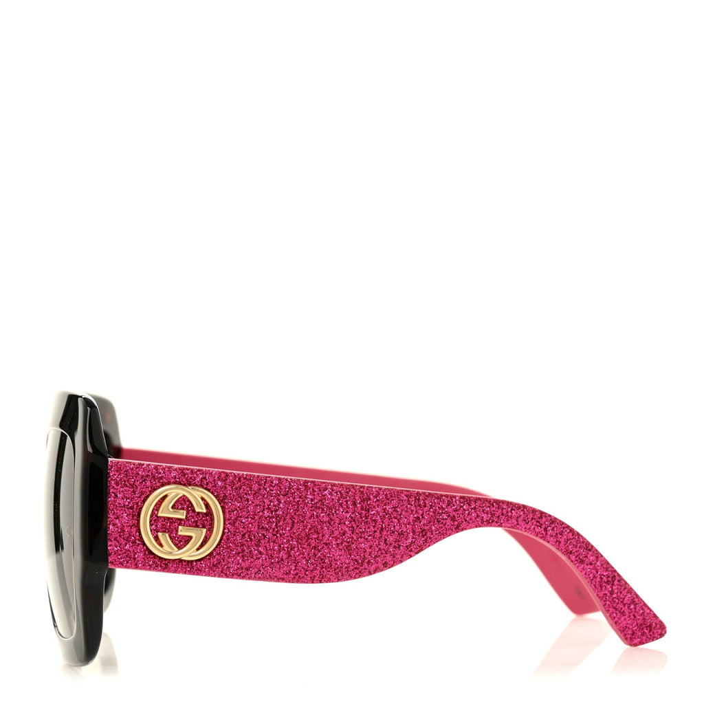 Gucci Square Frame GG0102S Sunglasses Glitter Pink Multi