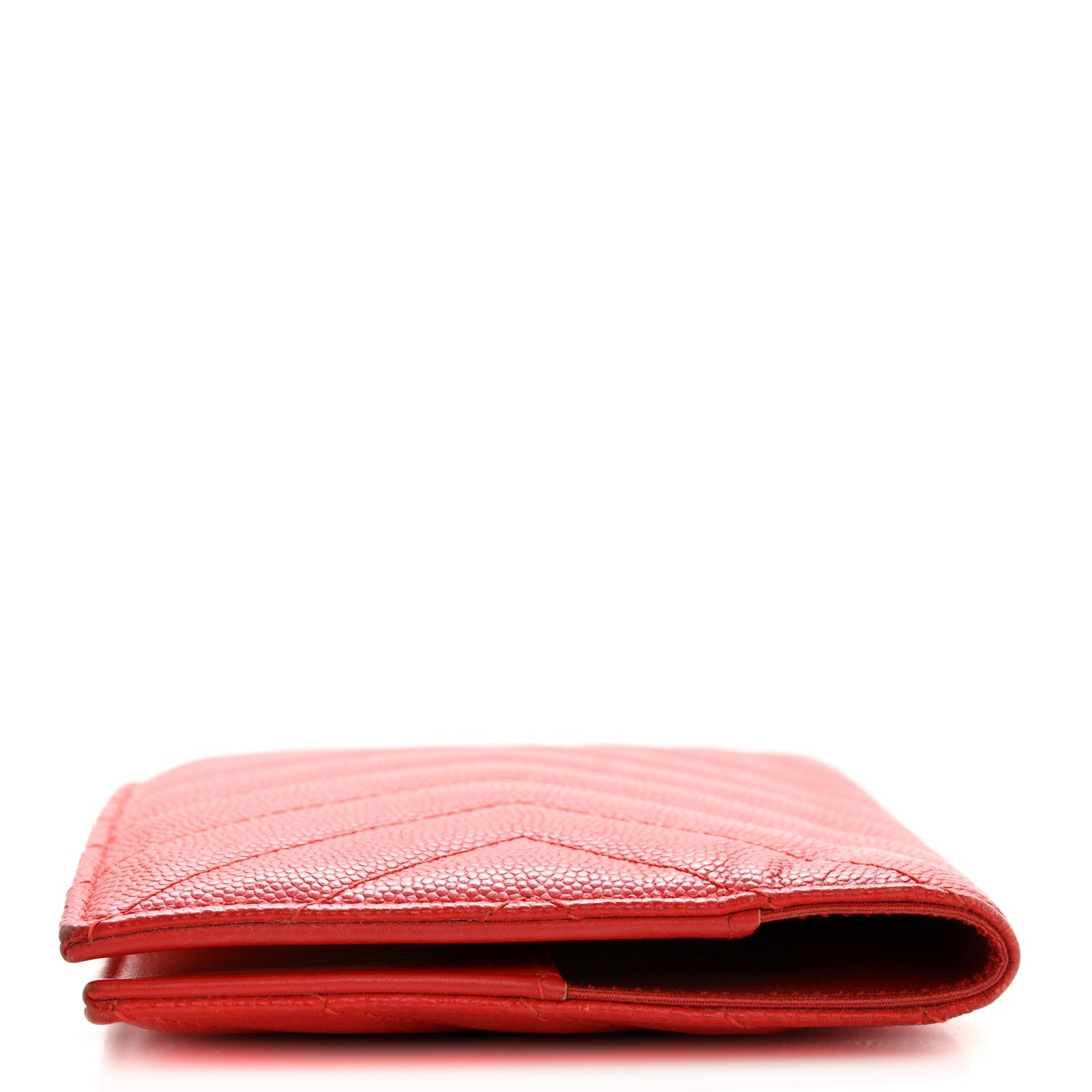 Caviar Chevron Quilted Passport Holder Red