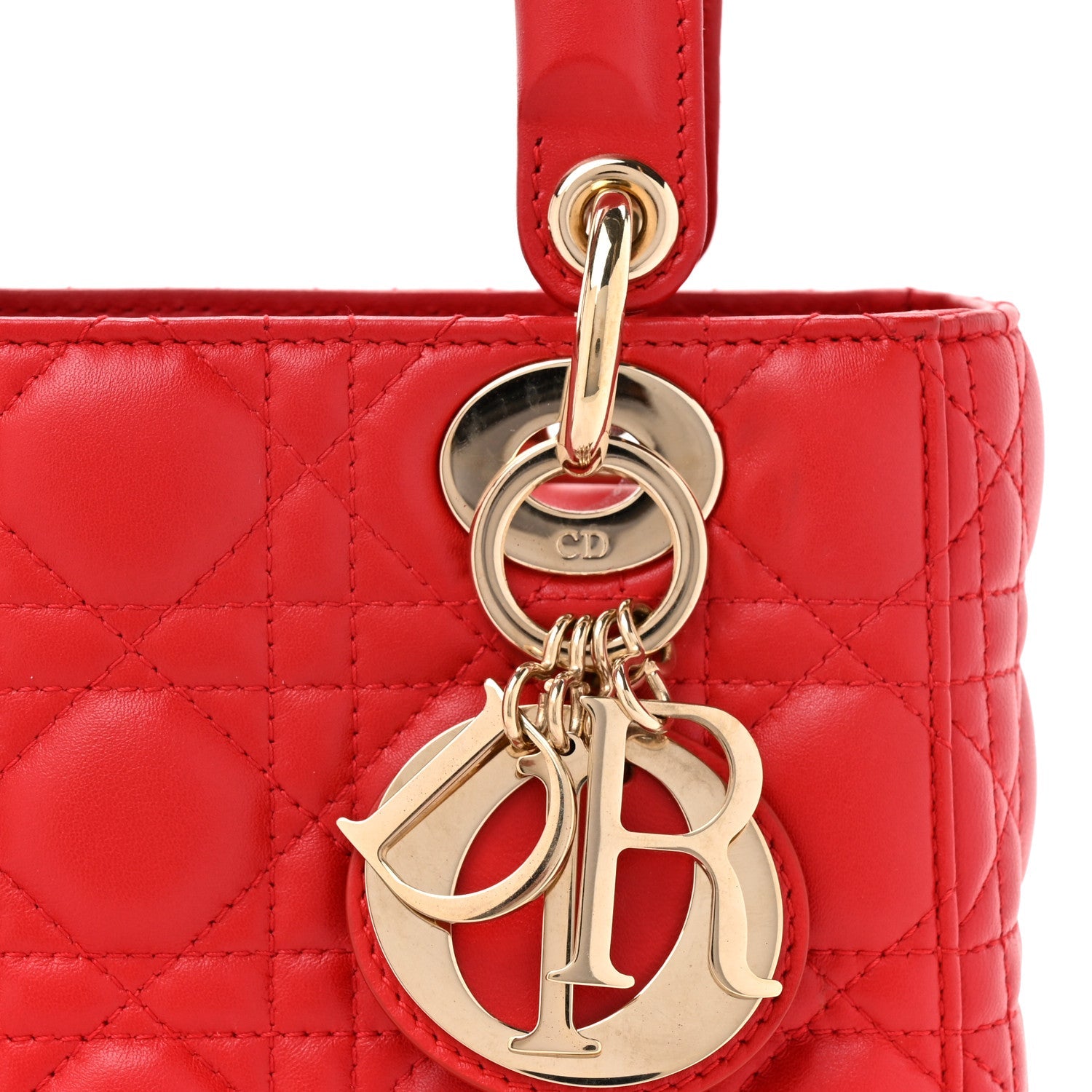 Christian Dior Lambskin Cannage Small My ABCDior Lady Dior Red