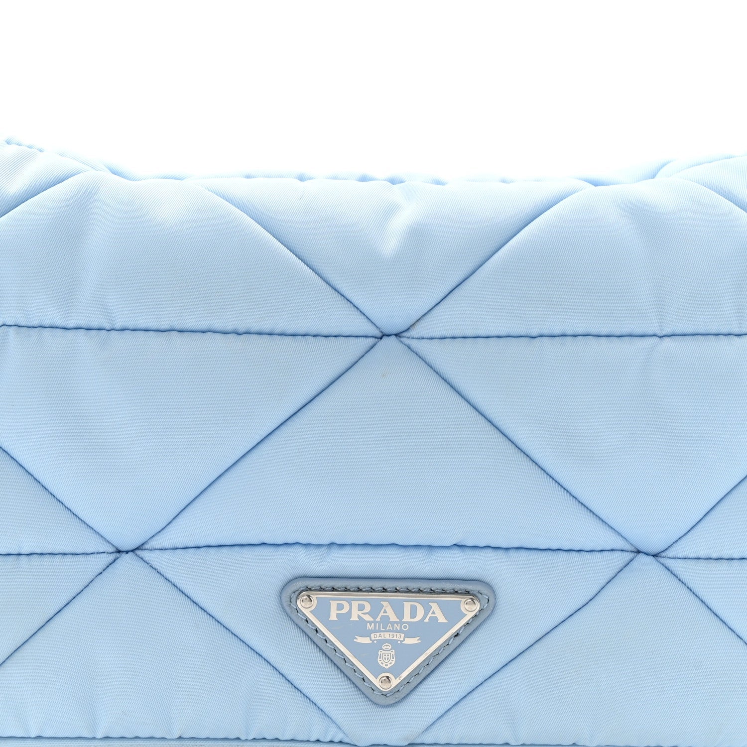 Prada Re-Nylon Quilted Padded Flap Shoulder Bag Celeste