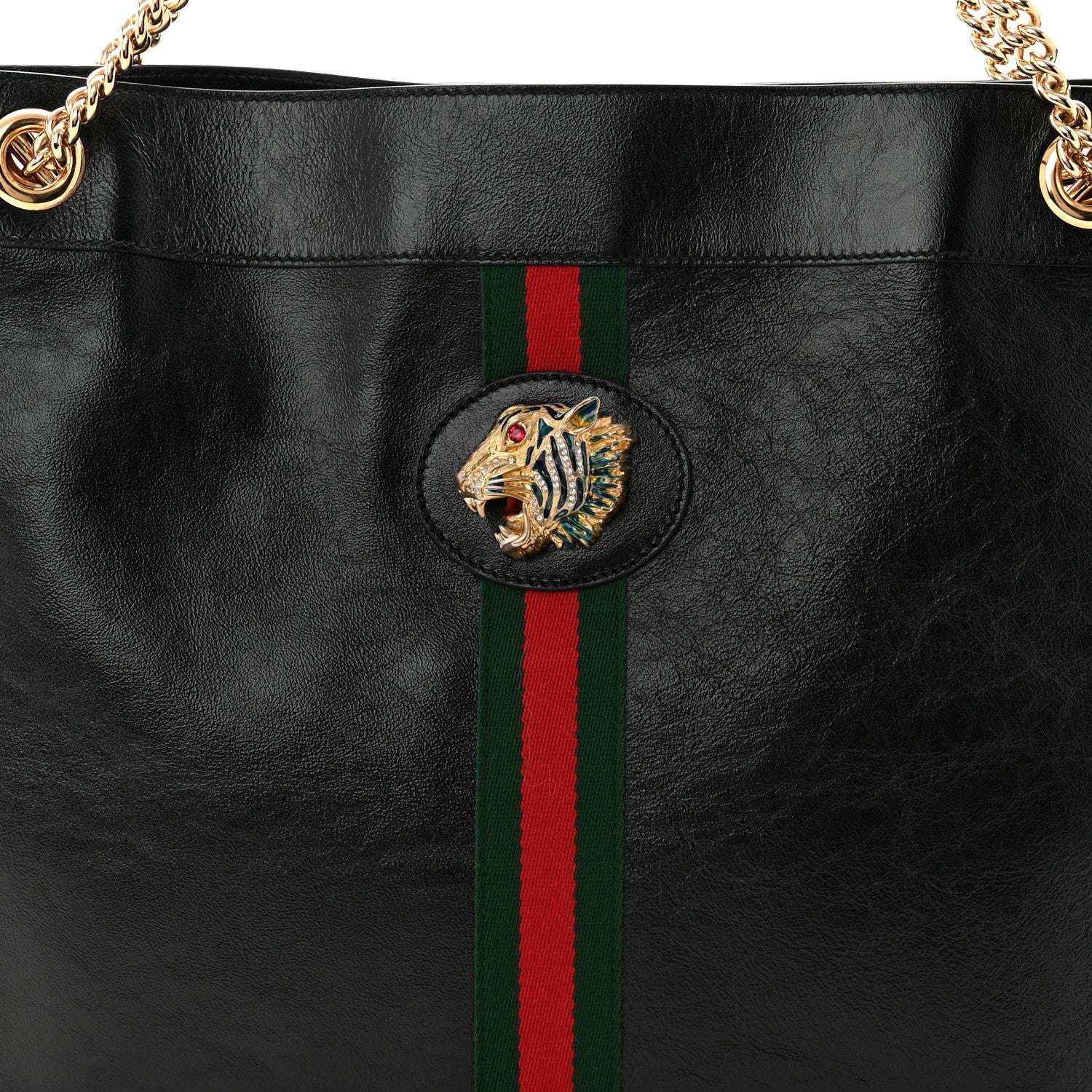 Gucci Calfskin Large Rajah Chain Tote Black