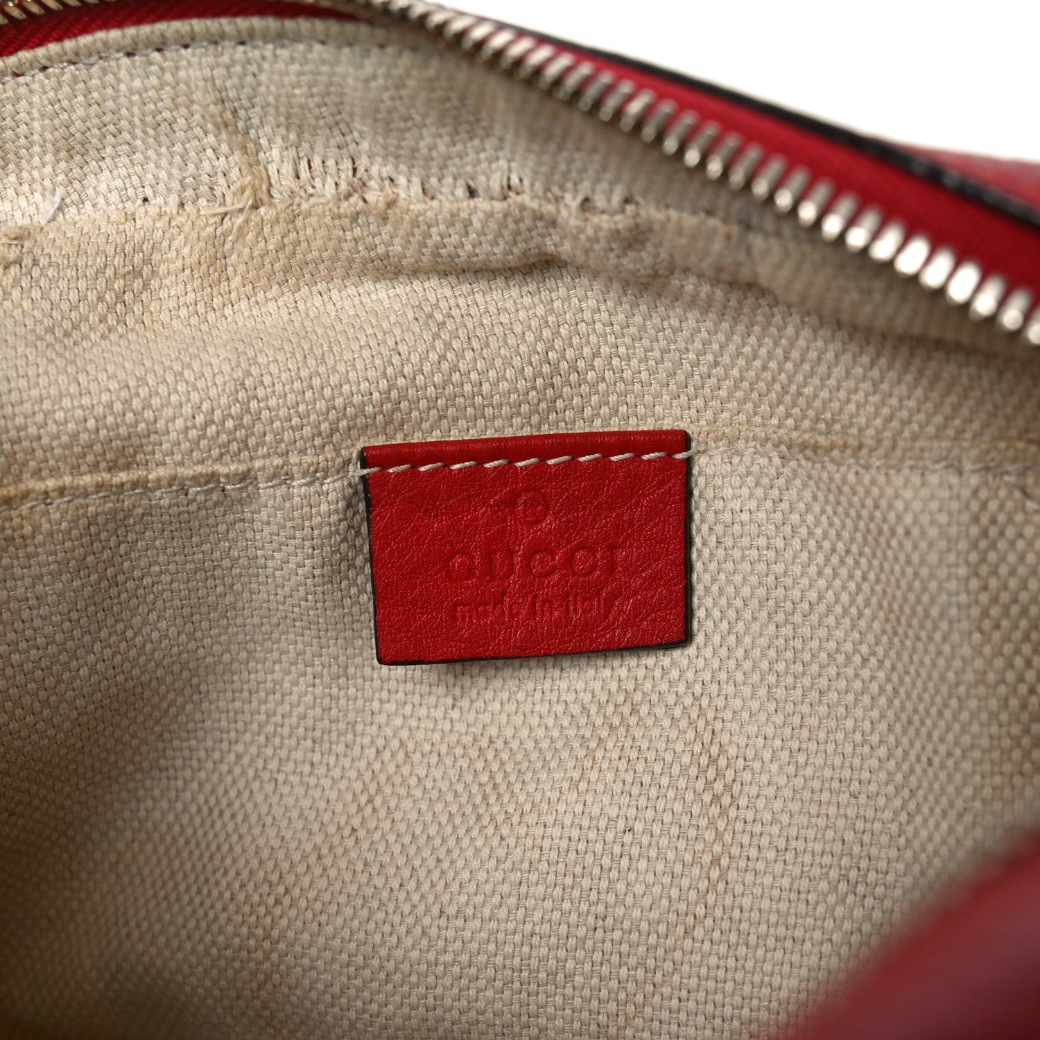 Gucci Pebbled Calfskin Small Soho Disco Bag Tabasco Red