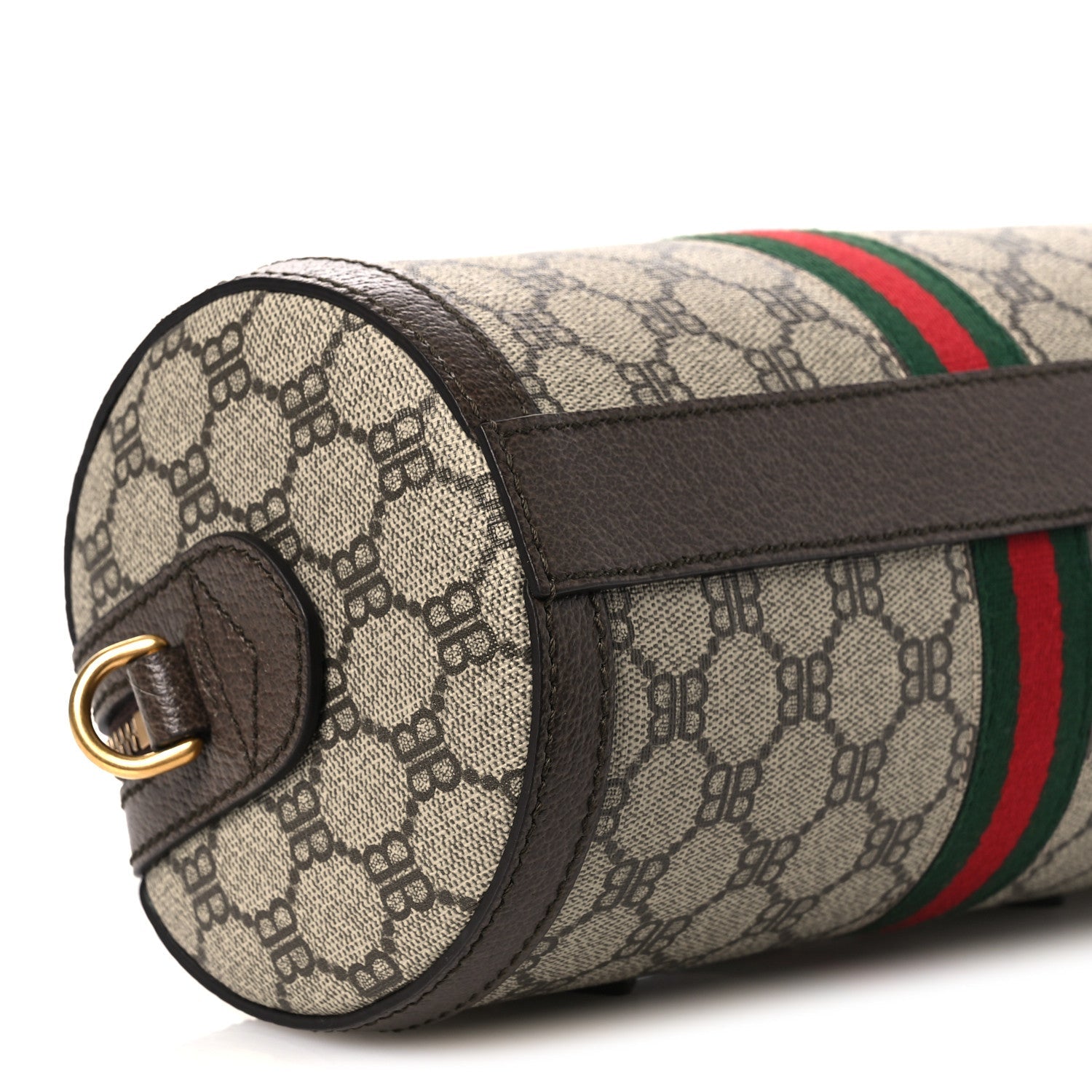 Gucci X BALENCIAGA BB Supreme Monogram Web Small Ophidia Boston Bag Beige New Acero