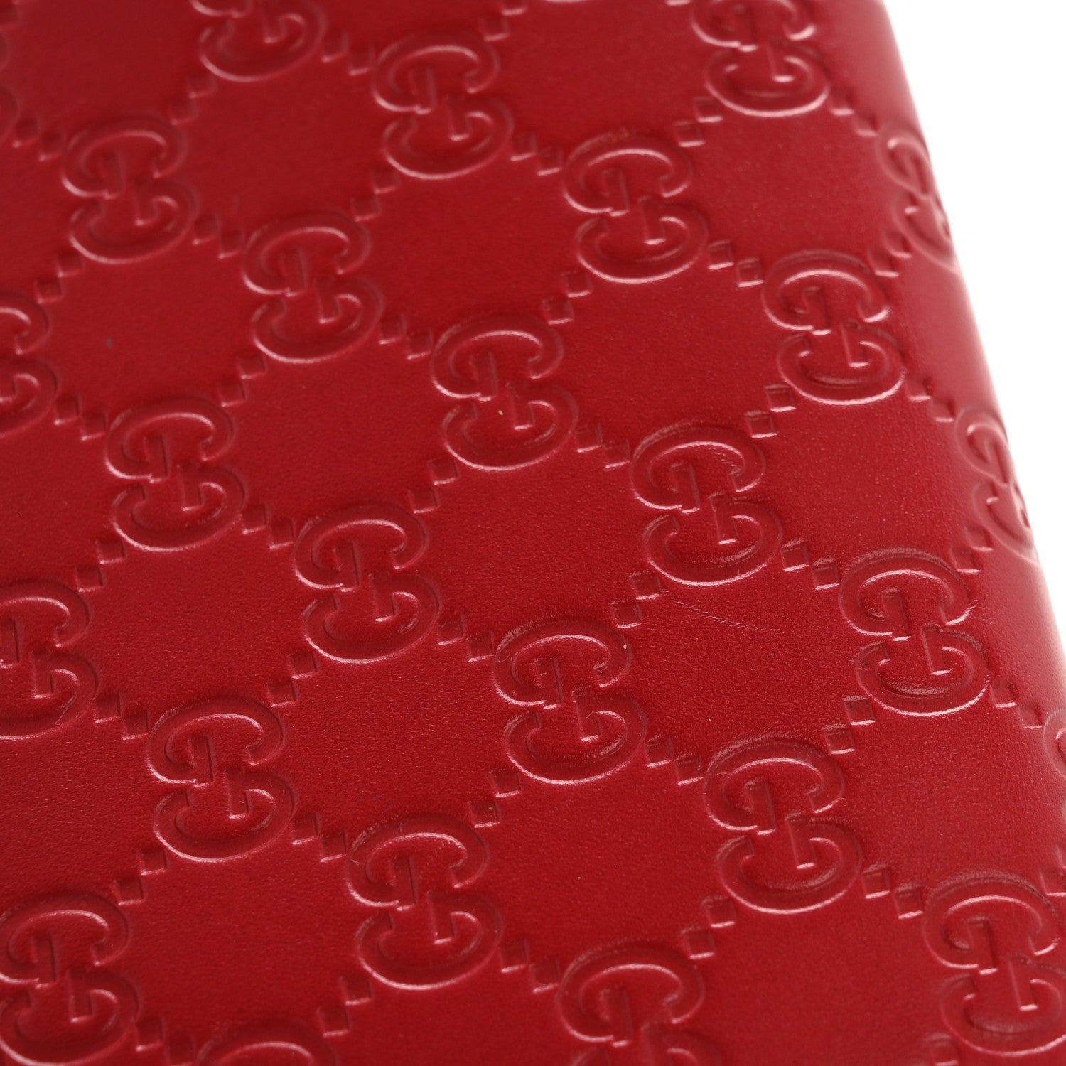 Gucci Guccissima Signature Bowy Chain Wallet Hibiscus Red