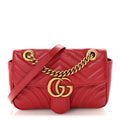 Gucci Calfskin Matelasse Mini GG Marmont Shoulder Bag Hibiscus Red