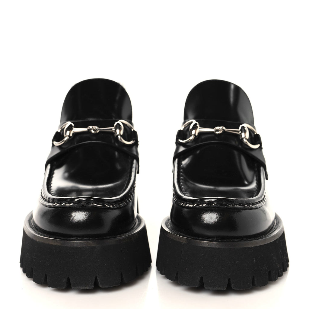 Gucci Cordovan Lux Womens Horsebit Platform Ankle Boots 36 Black