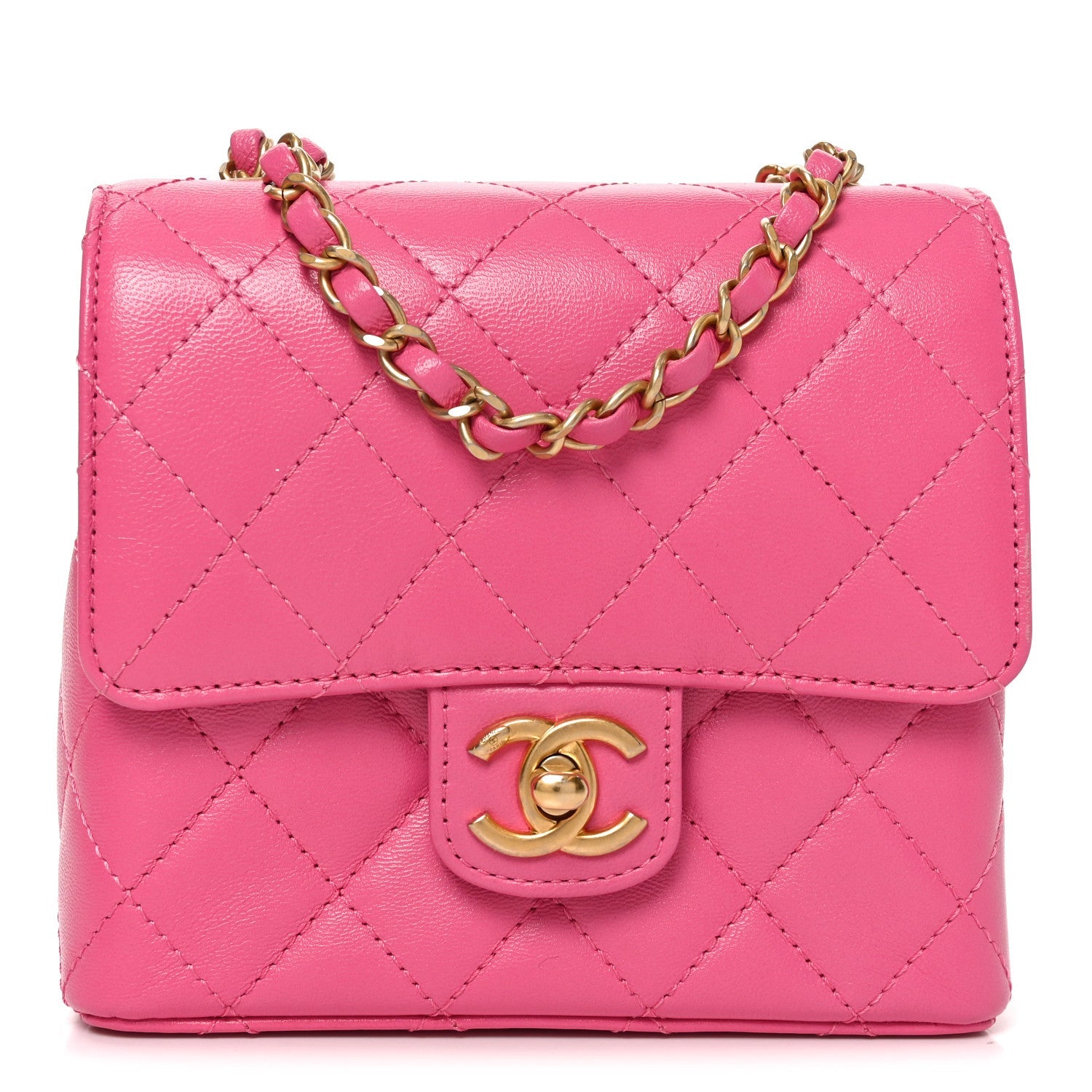 Chanel Goatskin Quilted Mini Square Flap Pink