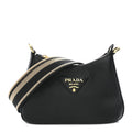 Prada Vitello Daino Soft Zippered Hobo Shoulder Bag Black