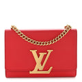 Louis Vuitton Calfskin Chain Louise MM Red