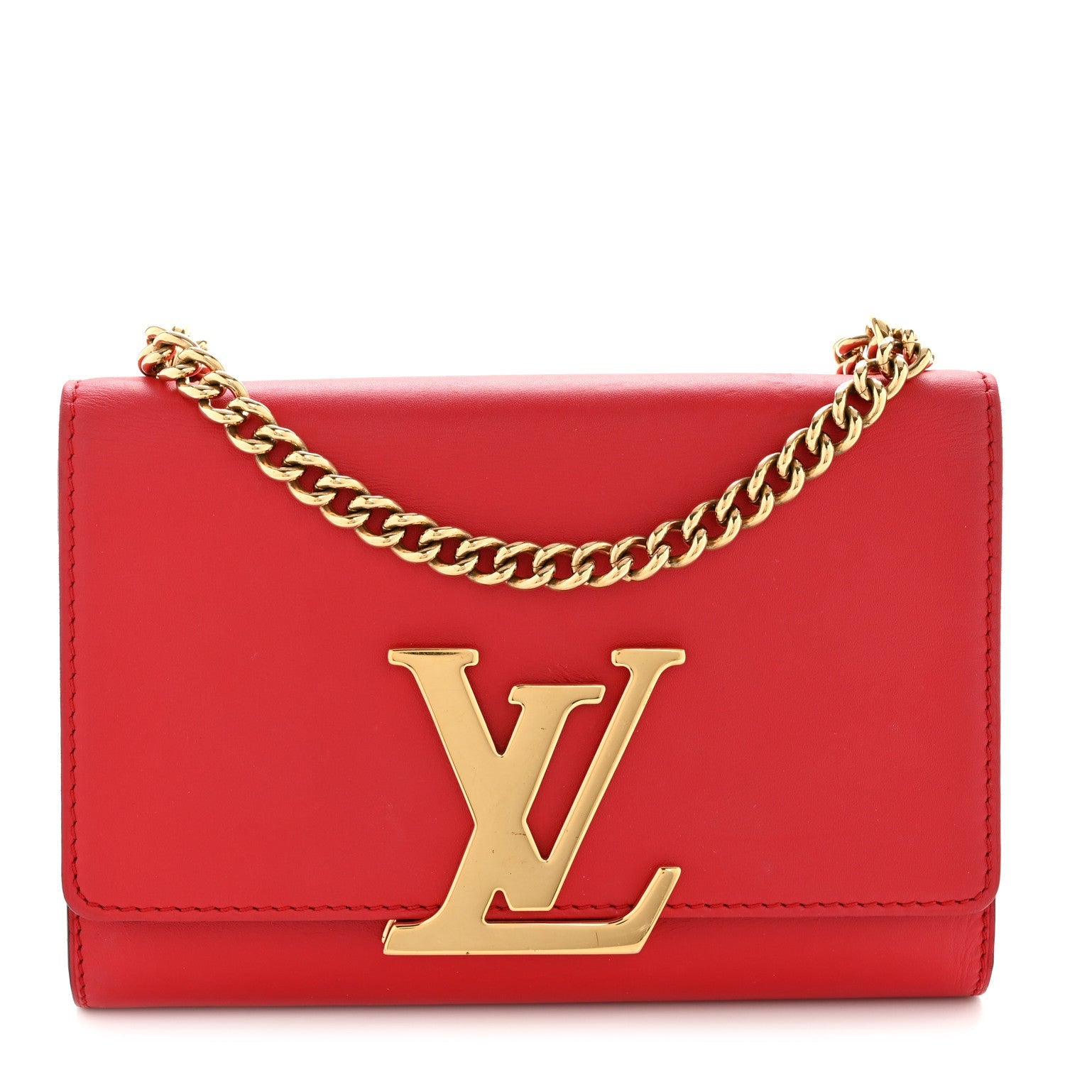 Louis Vuitton Calfskin Chain Louise MM Red