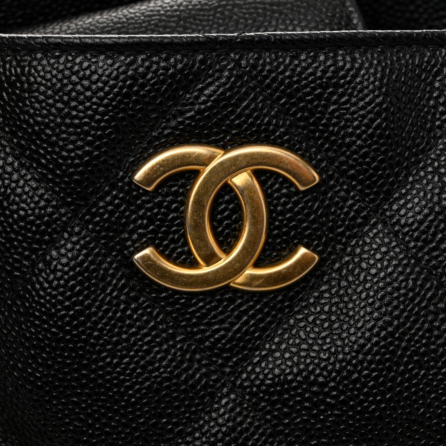 Chanel Caviar Quilted Small Trapezoid Chain Shopping Tote Black