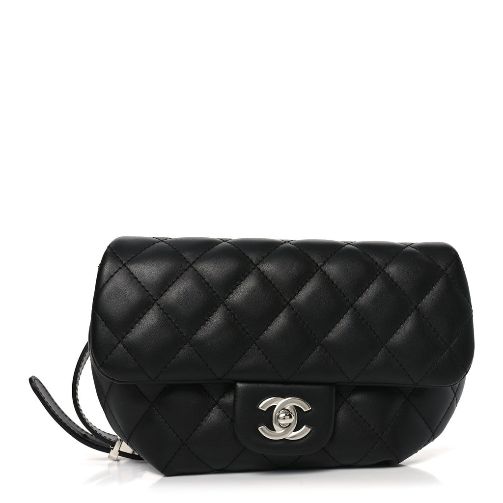 Chanel Calfskin Quilted CC Uniform Flap Belt Bag Black