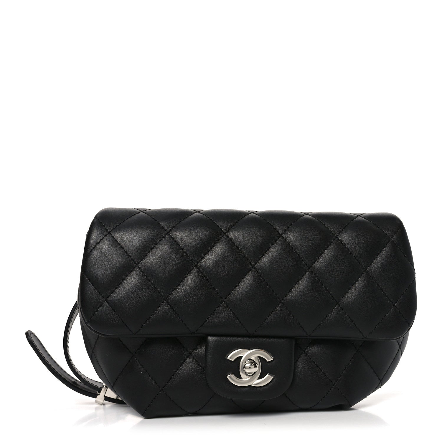 Chanel Calfskin Quilted CC Uniform Flap Belt Bag Black