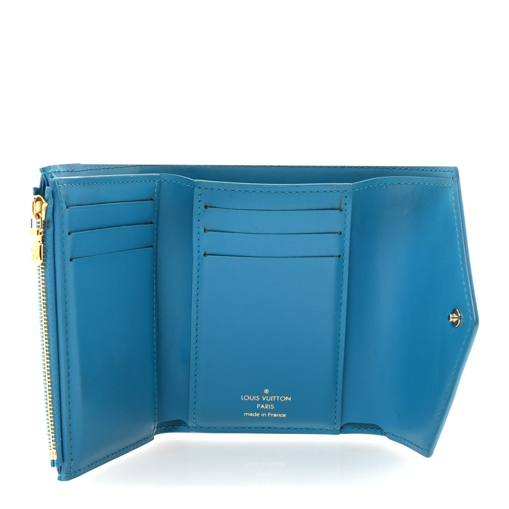 Louis Vuitton Calfskin Nanogram Embossed Victorine Wallet Bleu