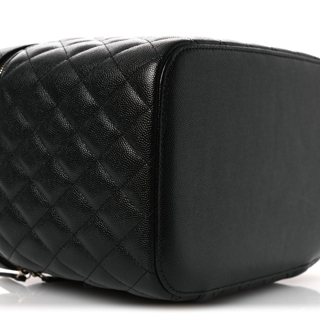 Caviar Quilted Large Vanity Pouch Black