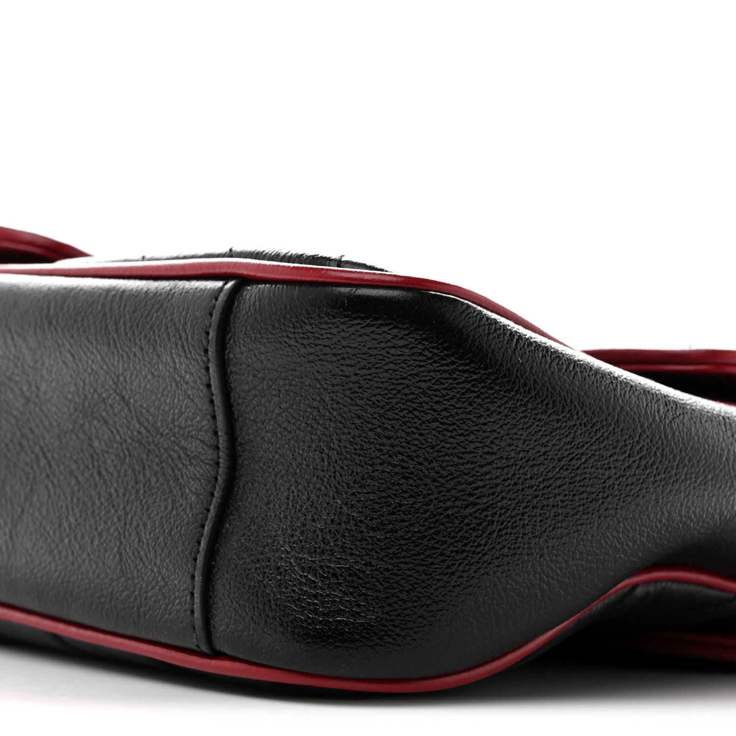 Gucci Vintage Effect Calfskin Matelasse Diagonal Small Torchon GG Marmont Shoulder Bag Black Romantic Cherry