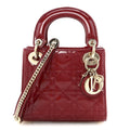 Christian Dior Patent Cannage Mini Lady Dior Red