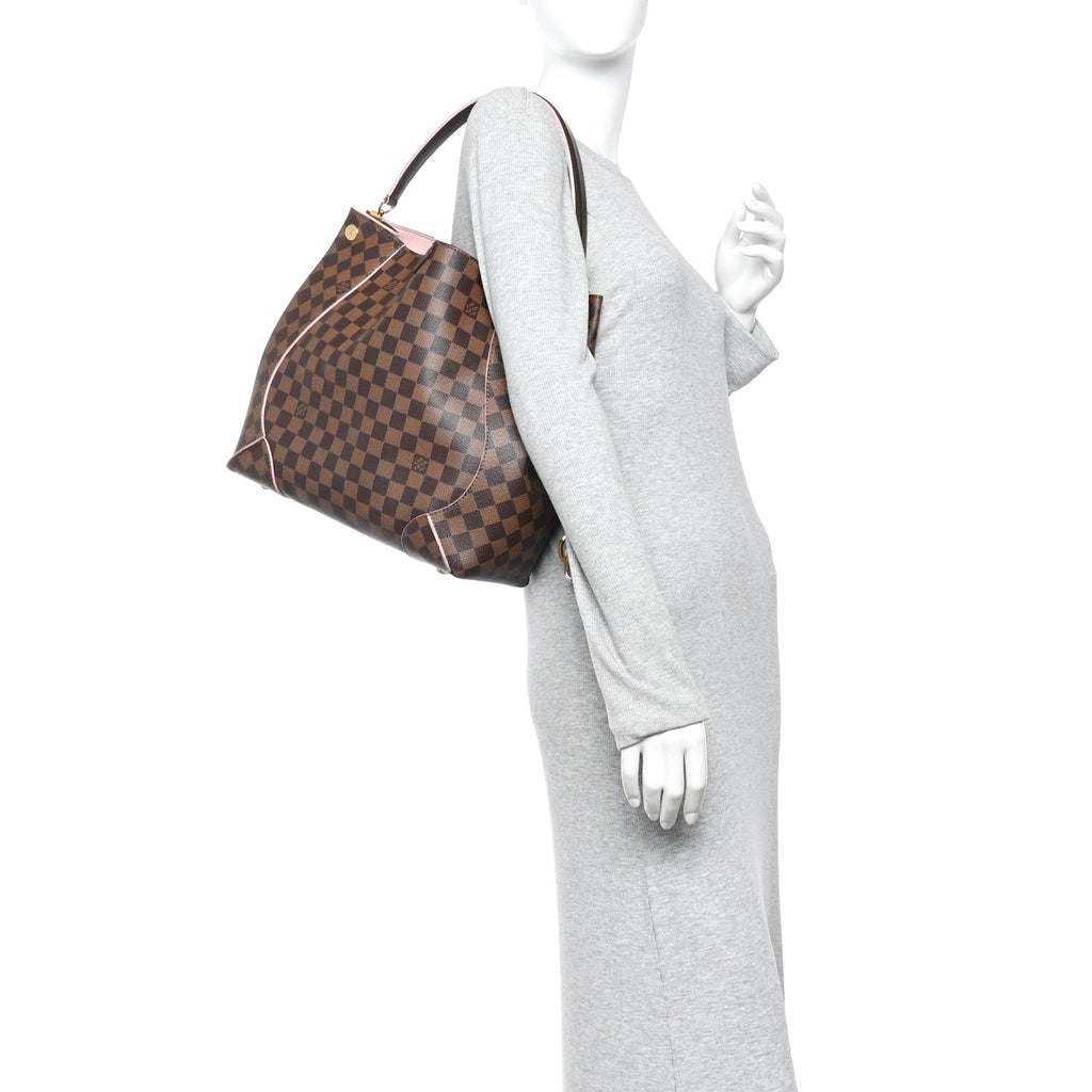 Louis Vuitton Damier Ebene Caissa Hobo Rose Ballerine