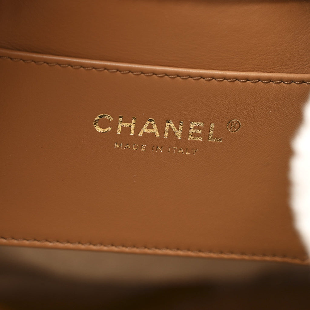 Chanel Suede Shearling Quilted Medium Chanel 25 Handbag Beige Natural
