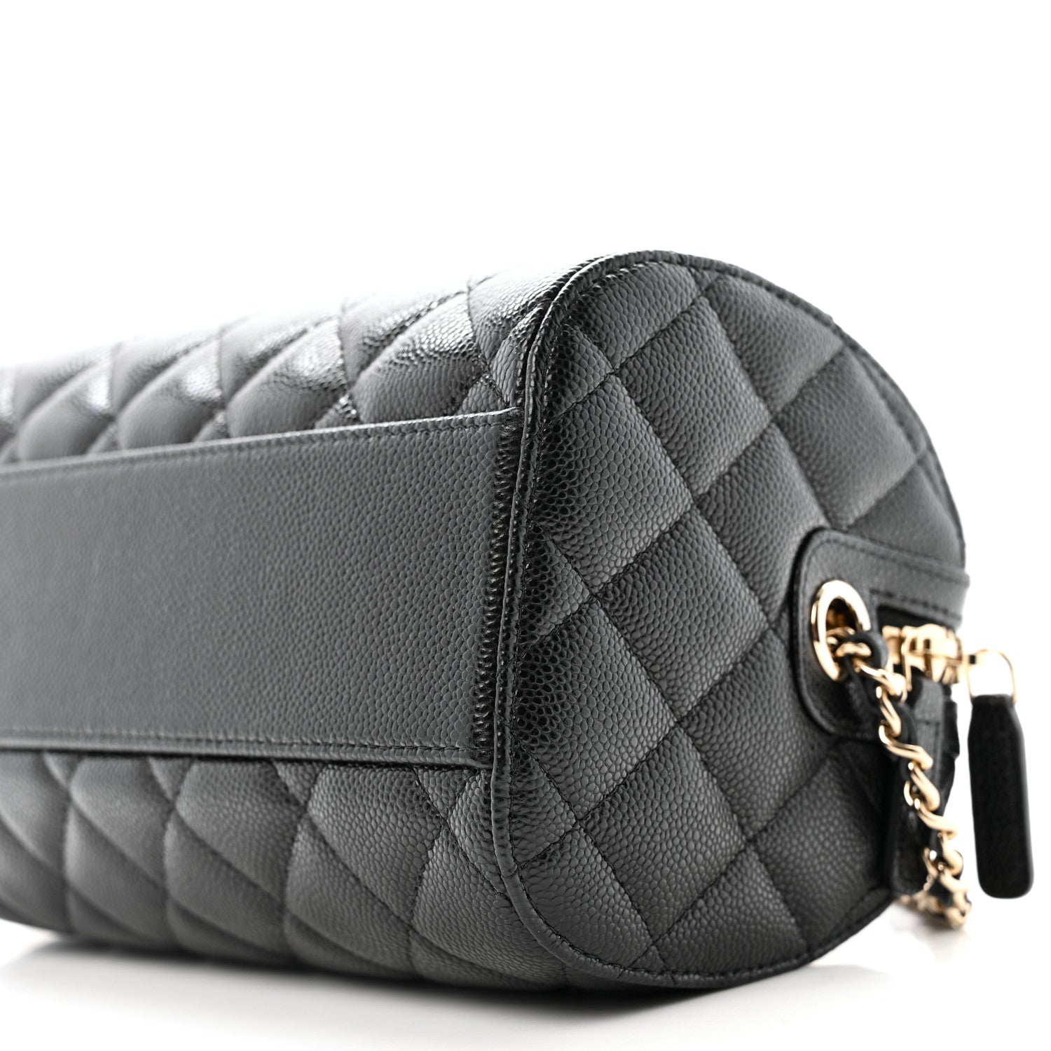 Chanel Caviar Quilted Barrel Clutch With Chain  Black