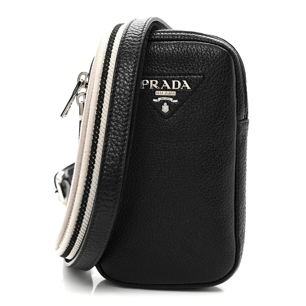 Prada Vitello Daino Soft Mini Crossbody Bag Black
