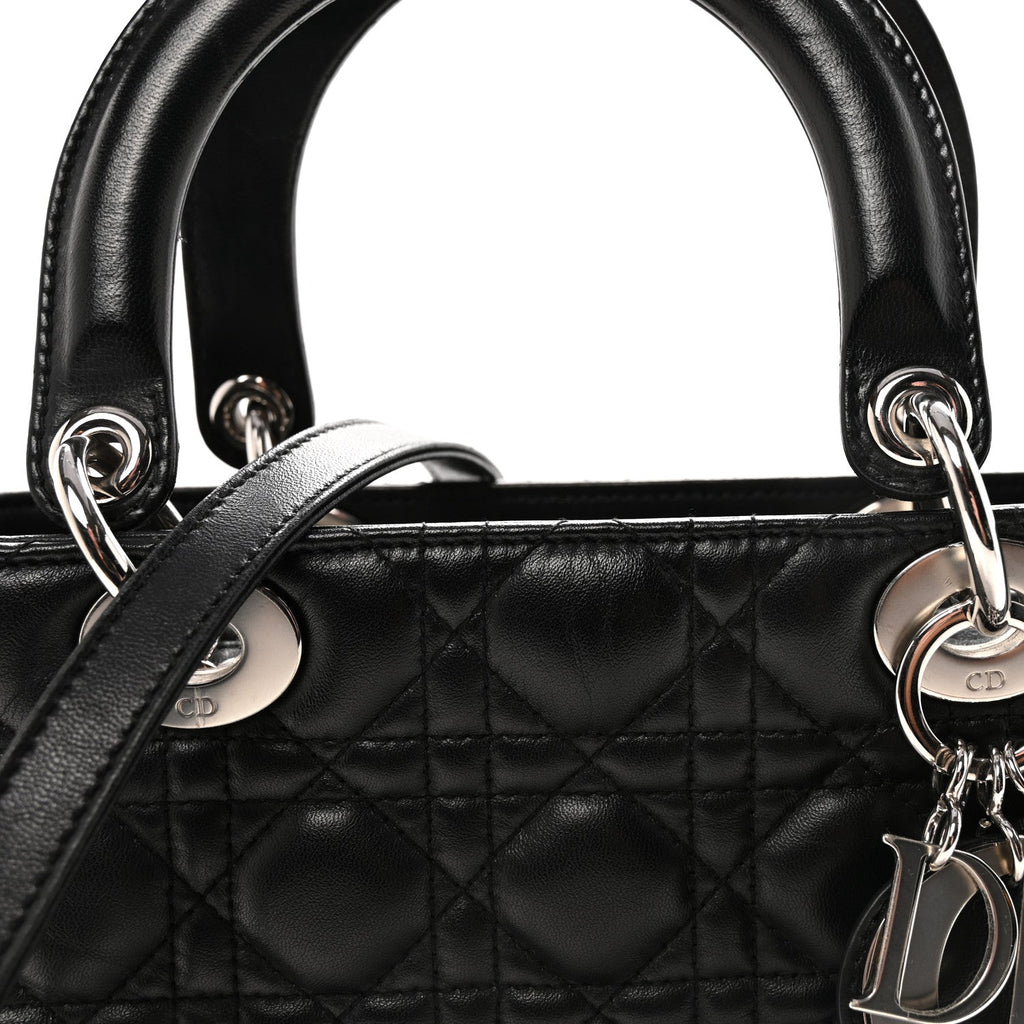 Christian Dior Lambskin Cannage Medium Lady Dior Black