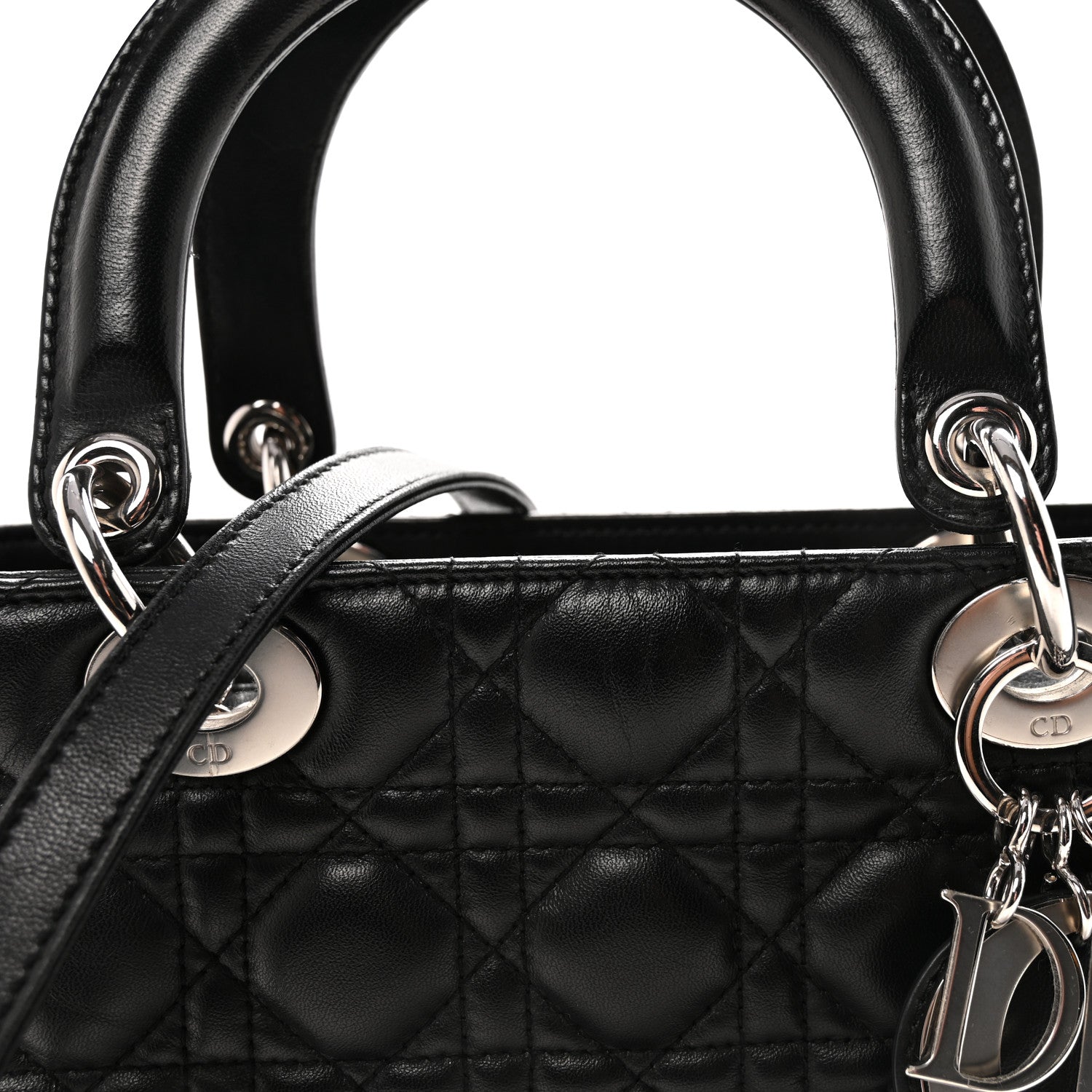 Christian Dior Lambskin Cannage Medium Lady Dior Black