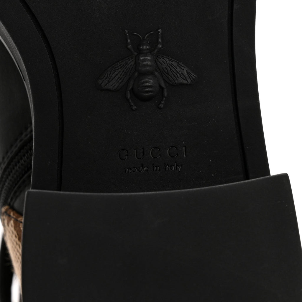 Gucci Flores Calfskin Monogram Maxi GG Nappa Matelasse Double G 40mm Ankle Boots 36.5 Black Camel Ebony
