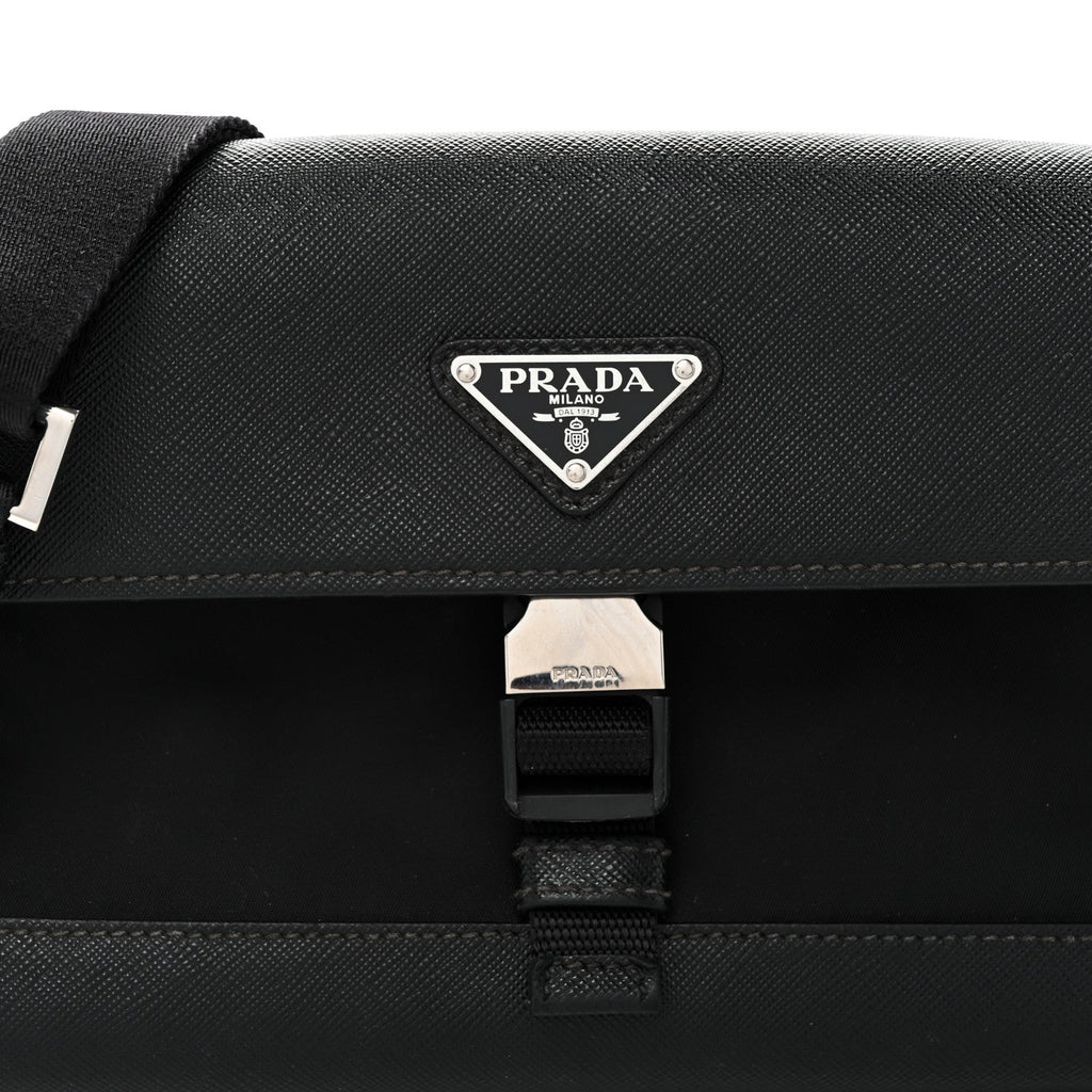 Prada Re-Nylon Saffiano Triangle Shoulder Bag Black