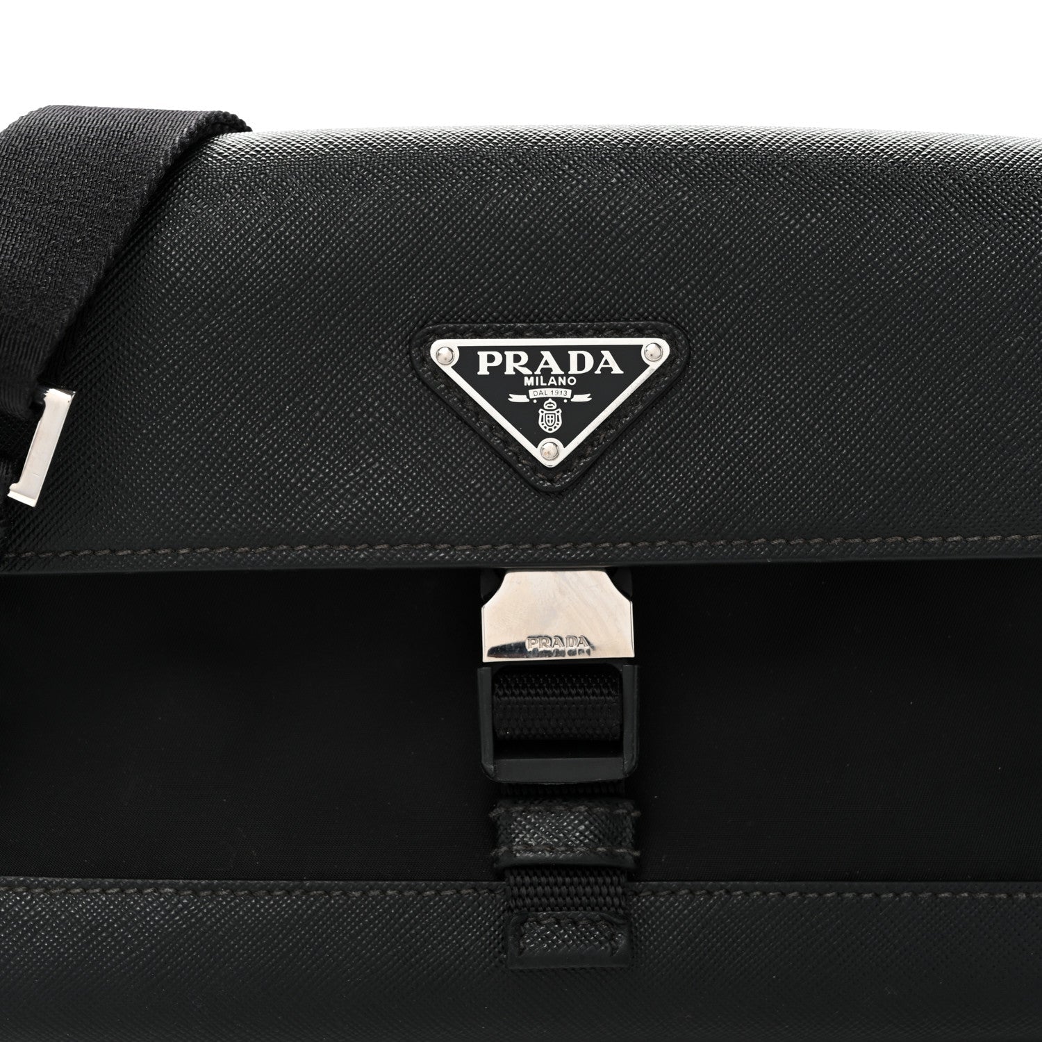 Prada Re-Nylon Saffiano Triangle Shoulder Bag Black
