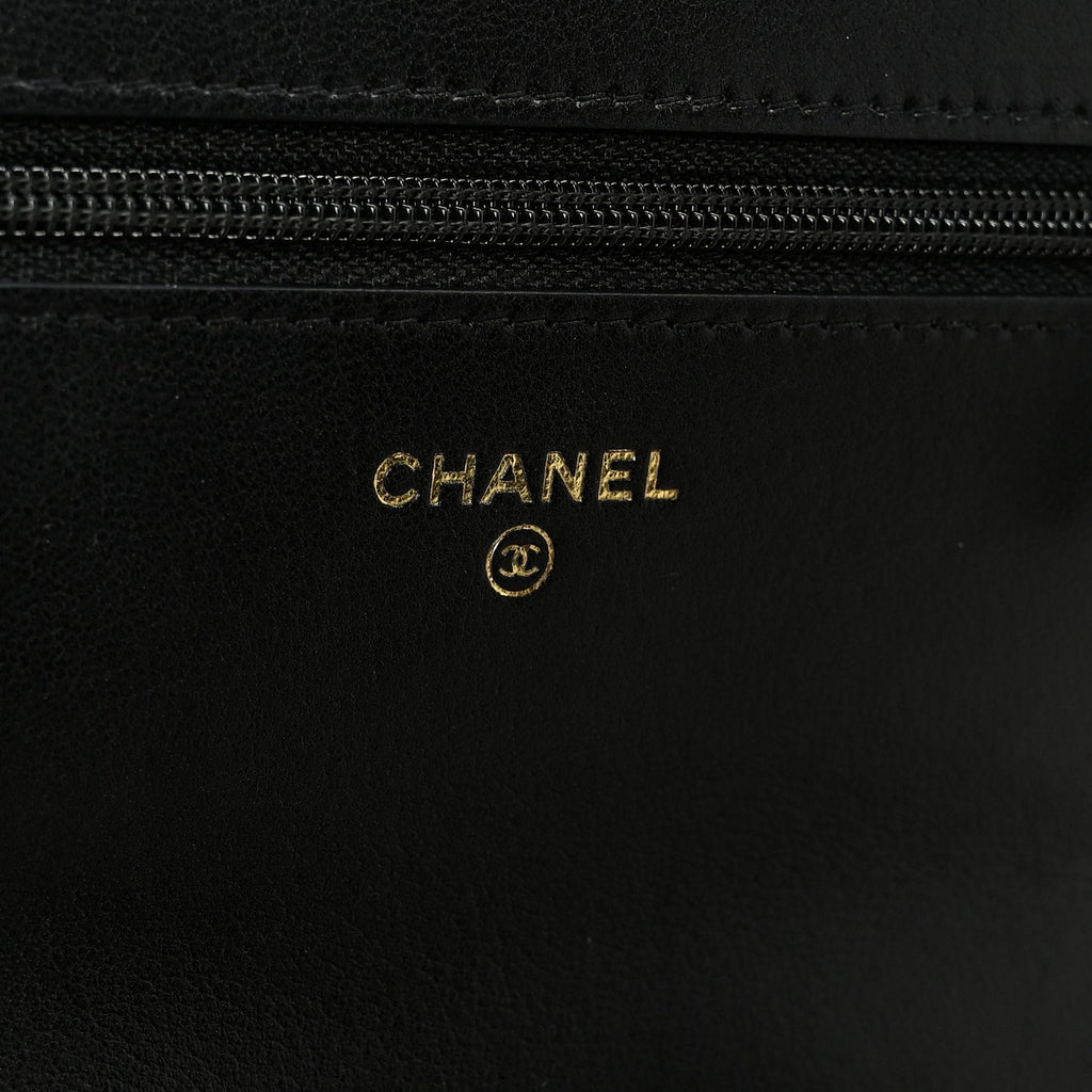 Chanel Lambskin Quilted Chanel 19 Wallet On Chain WOC Black