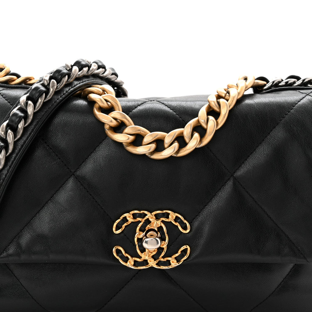 Chanel Goatskin Quilted Medium Chanel 19 Flap Black