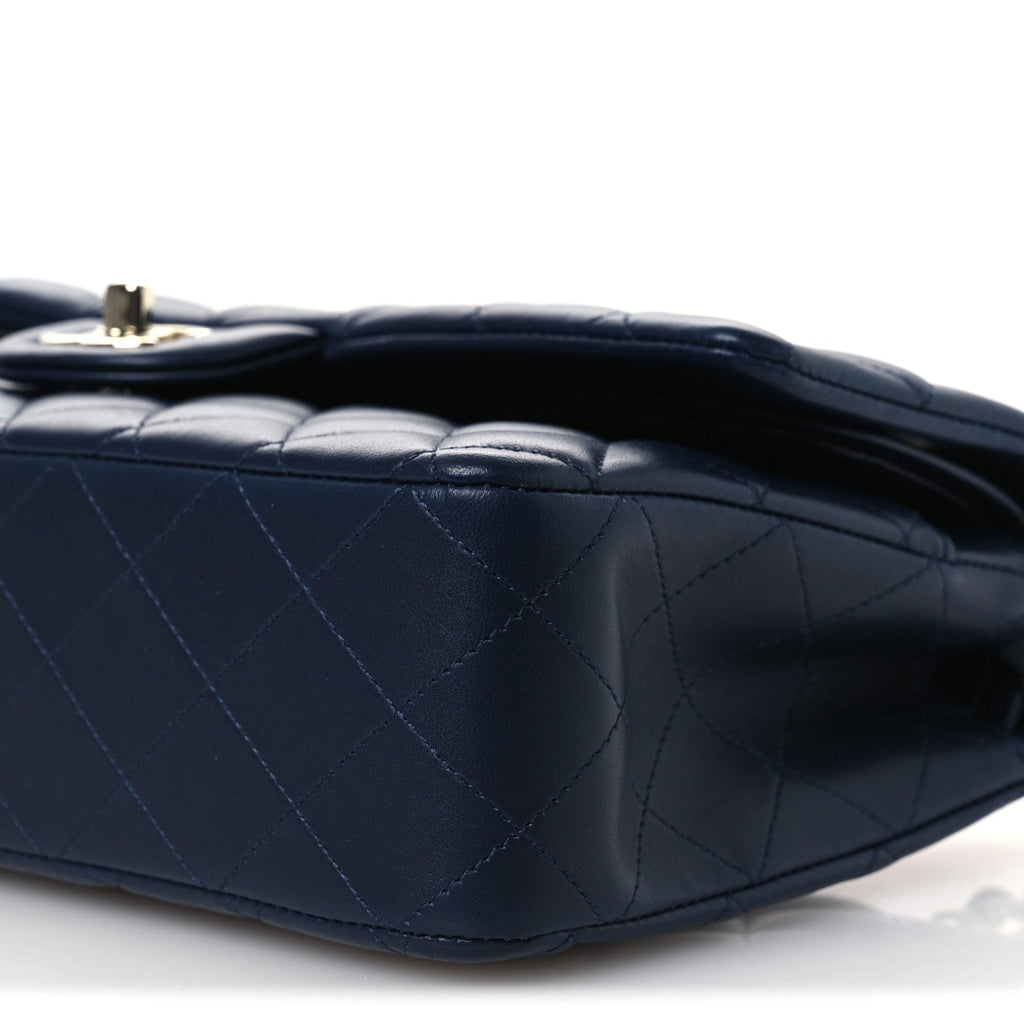 Chanel Lambskin Quilted Medium Double Flap Navy