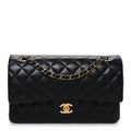 Chanel Lambskin Quilted Medium Double Flap Black