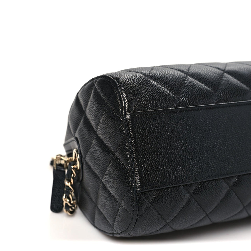 Chanel Caviar Quilted Barrel Clutch With Chain Black