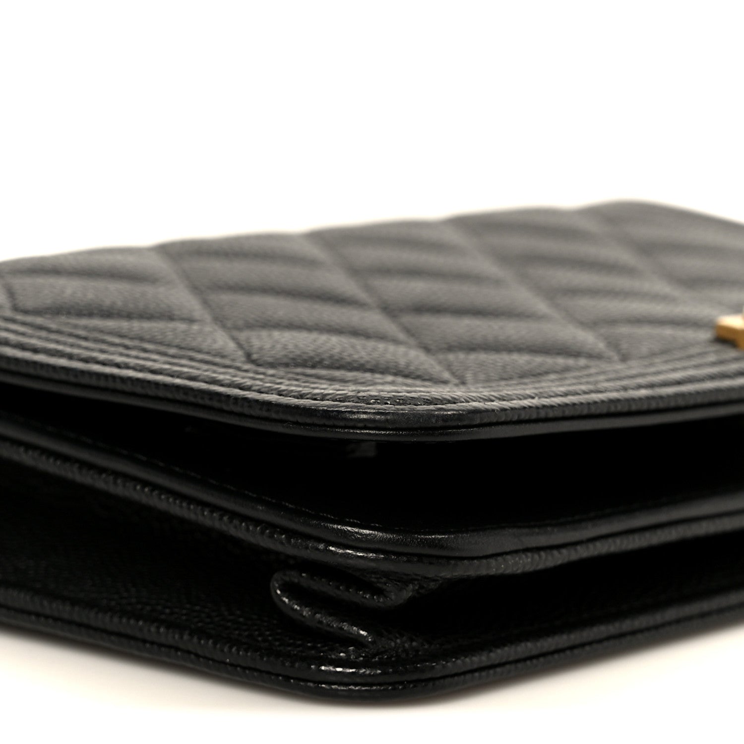 Chanel Caviar Quilted Boy Wallet On Chain WOC Black