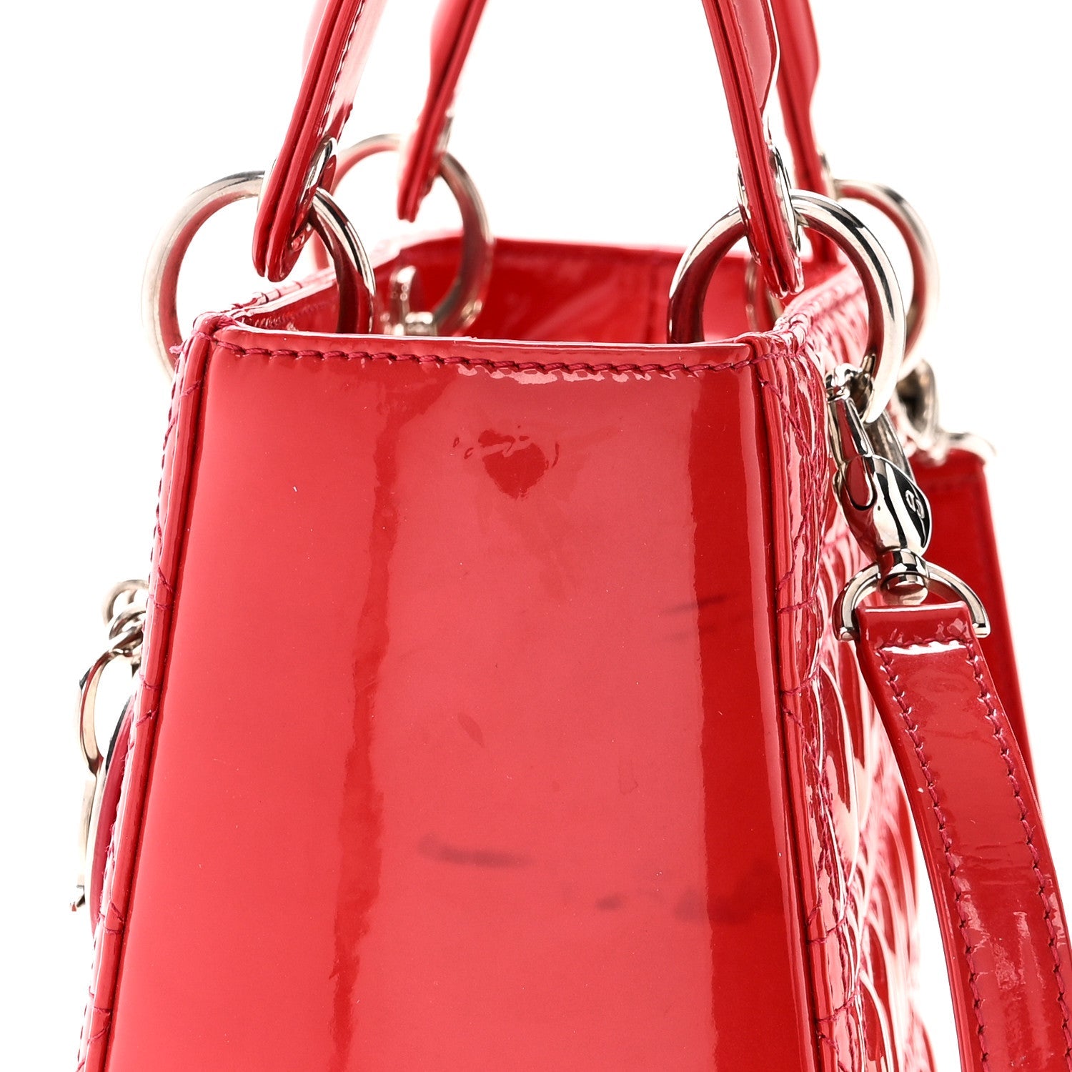 Christian Dior Patent Cannage Medium Lady Dior Fuchsia