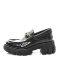Gucci Magnum Calfskin Nappa Samoa Womens Horsebit Platform Chunky Lug Sole 40mm Loafers 40 Black