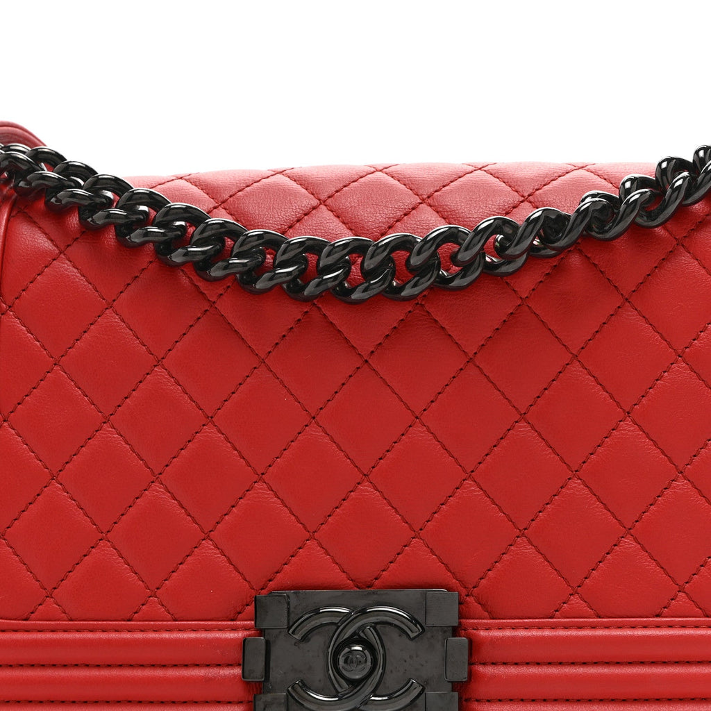 Chanel Calfskin Quilted Medium Boy Flap Red