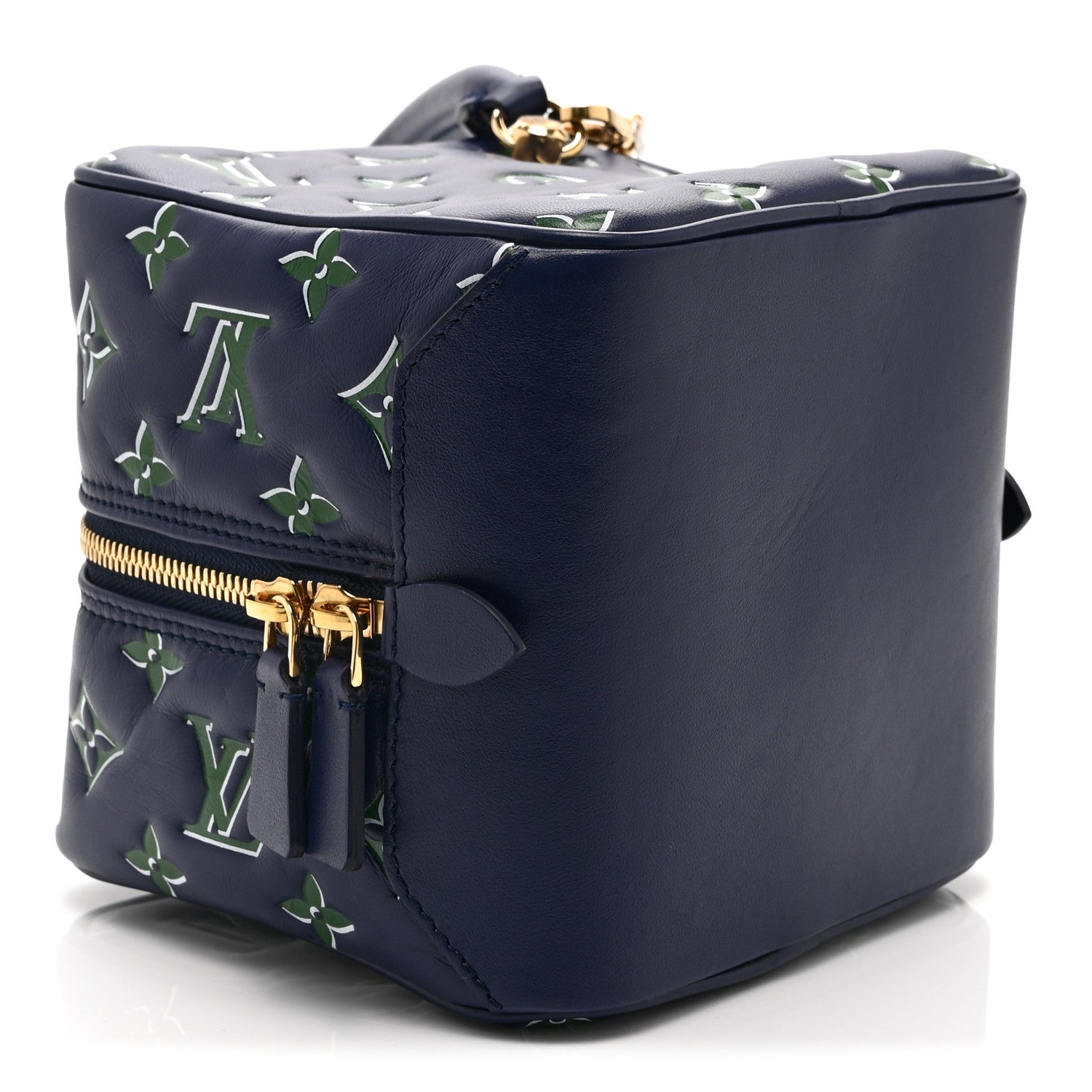Louis Vuitton Lambskin Embossed Monogram Square Bag Blue Green
