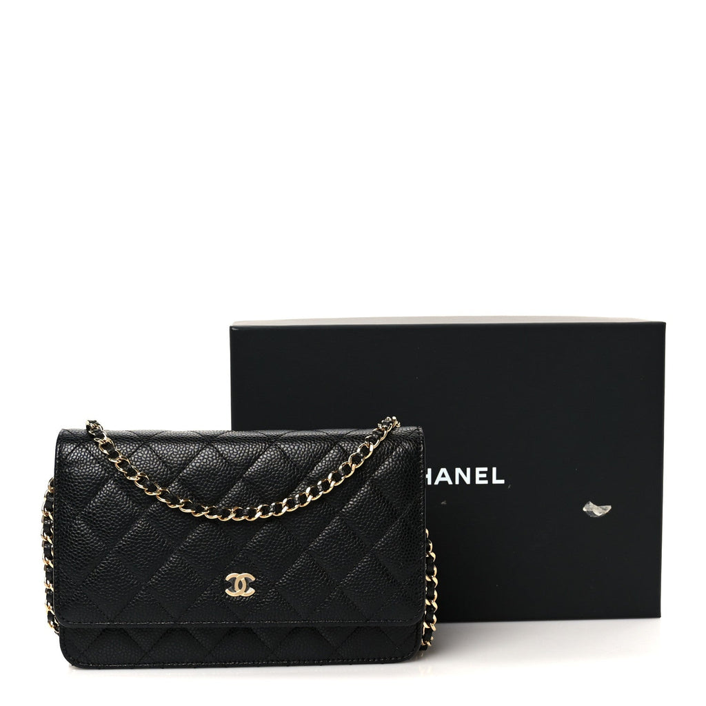 Chanel Caviar Quilted Wallet on Chain WOC Black