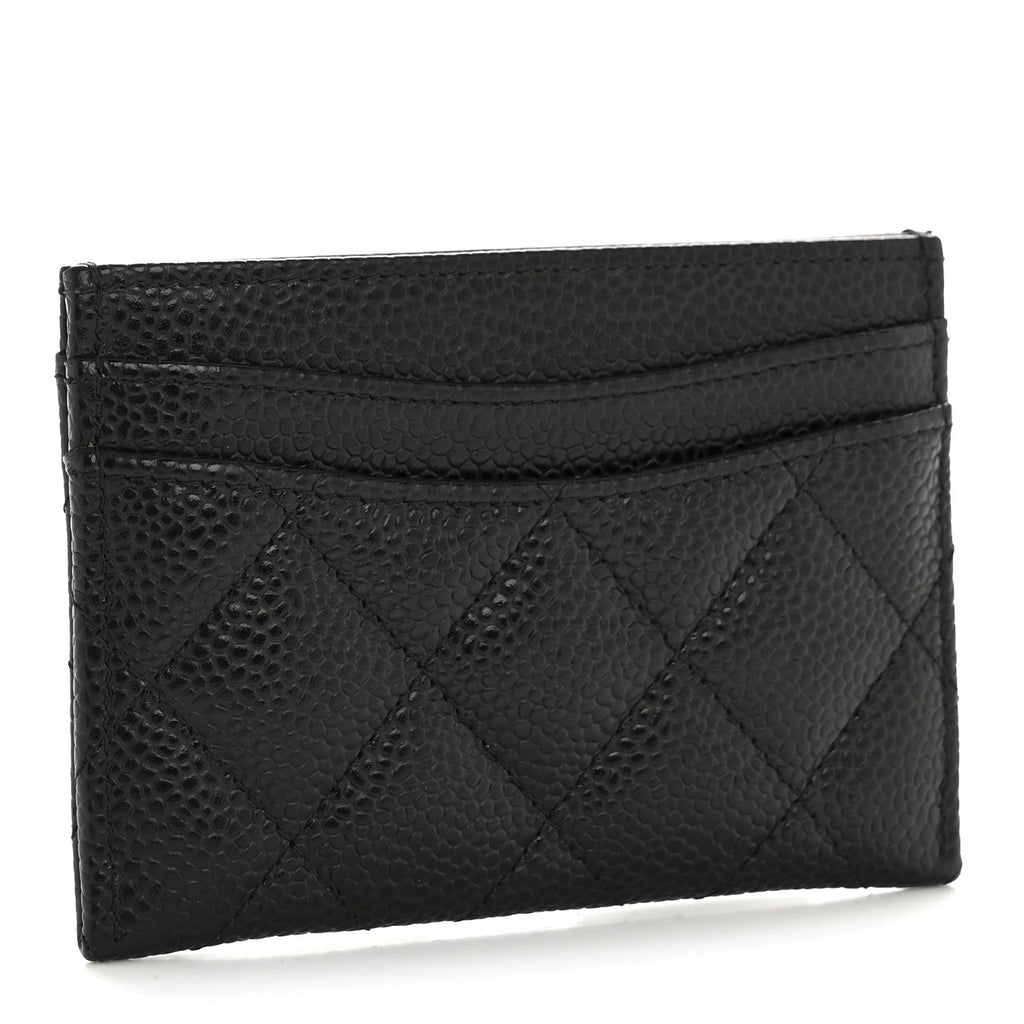 Caviar Quilted Card Holder Black