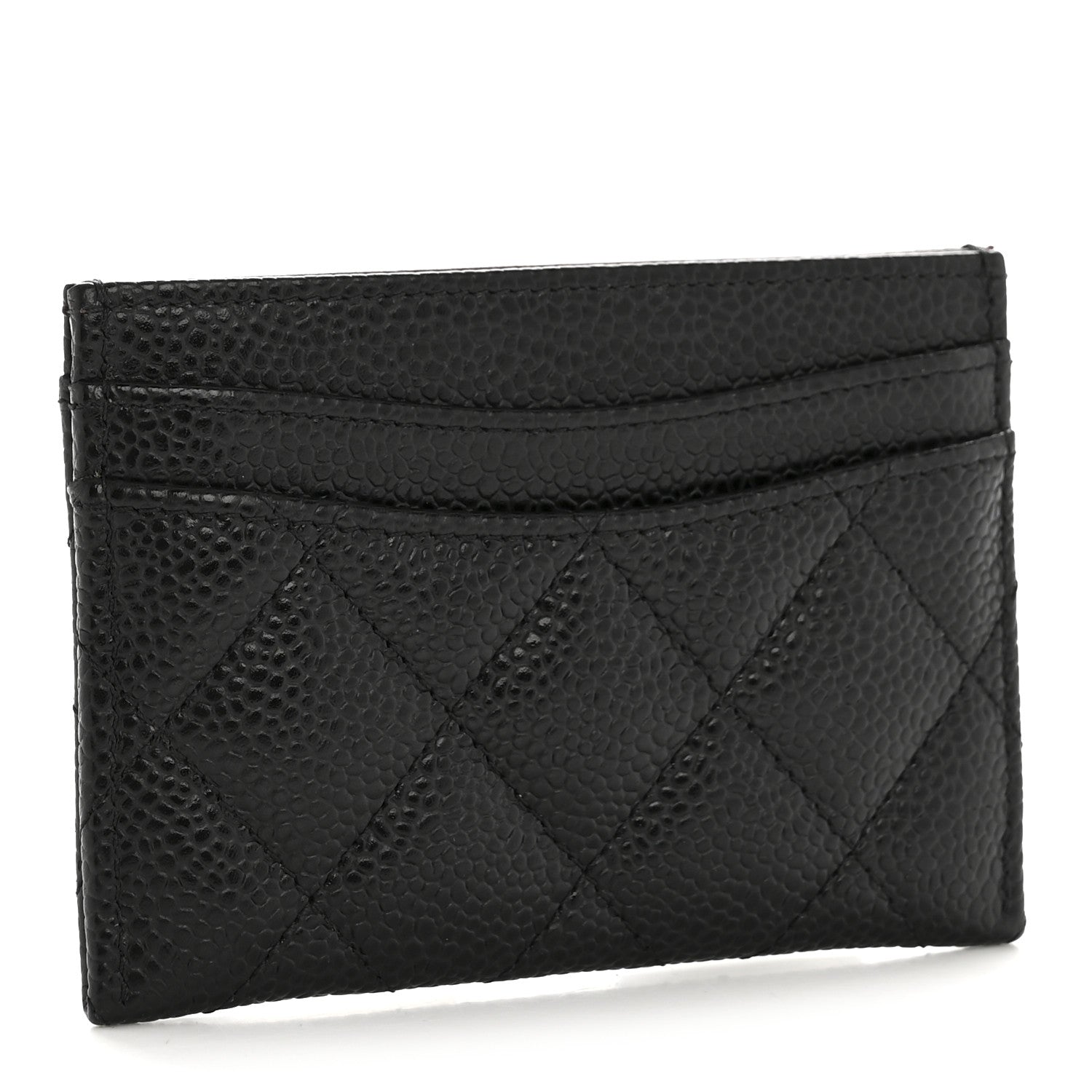 Caviar Quilted Card Holder Black