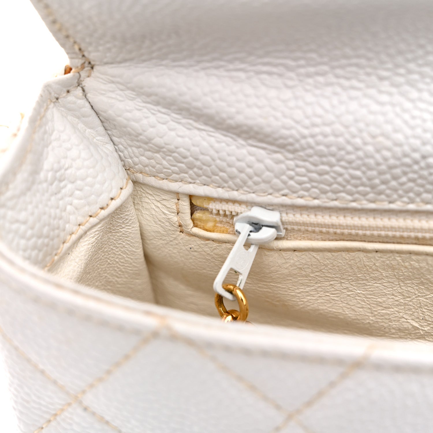 Chanel Caviar CC Shoulder Bag White