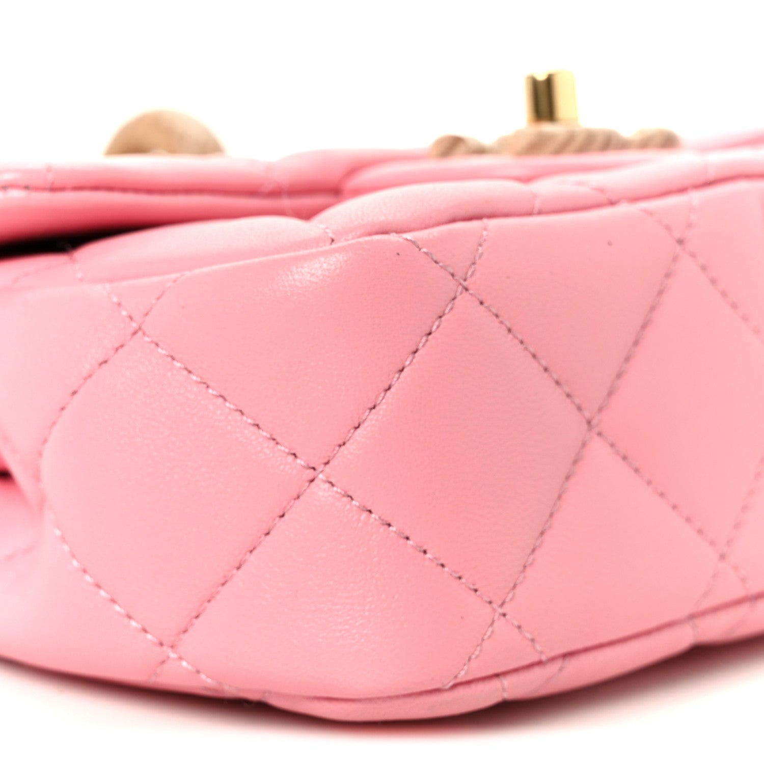 Chanel Lambskin Wenge Quilted Mini Fashion Wood Square Flap Pink