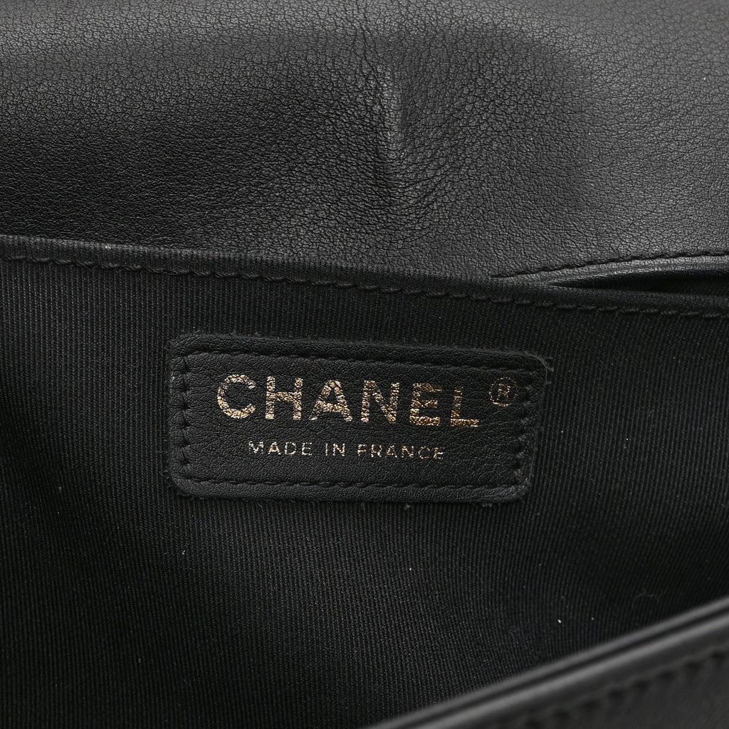 Chanel Metallic Crumpled Goatskin Medium Boy Flap Black Gold