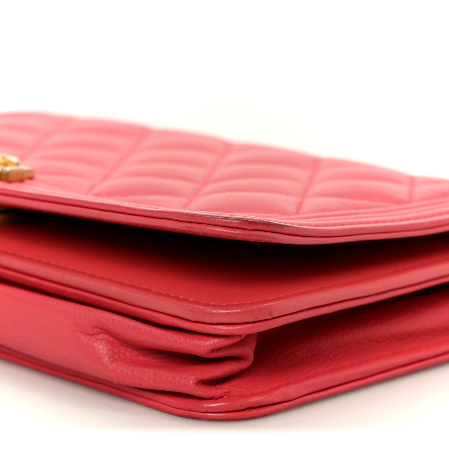 Chanel Caviar Quilted Boy Wallet On Chain WOC Dark Pink