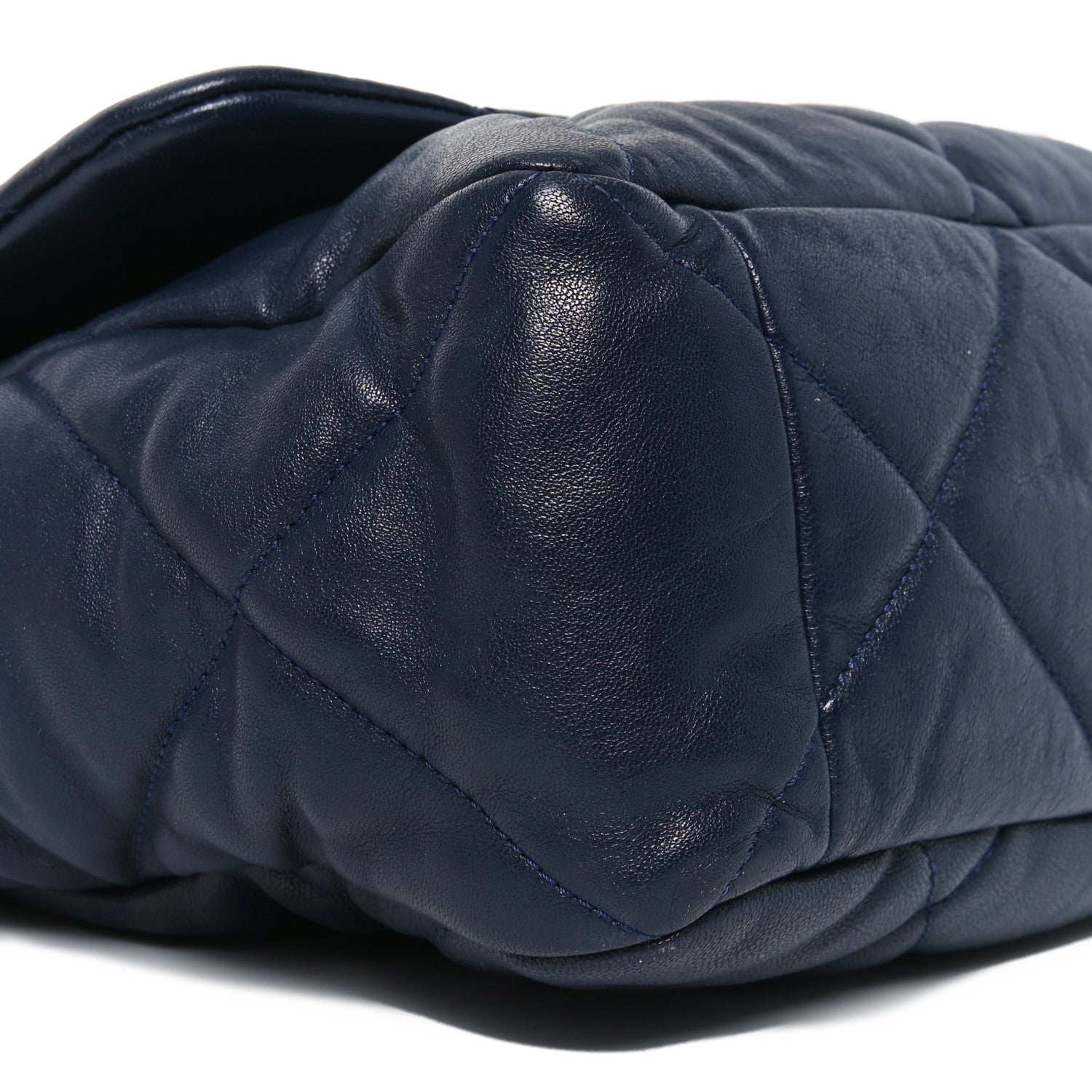 Chanel Goatskin Quilted Maxi Chanel 19 Flap Navy Blue